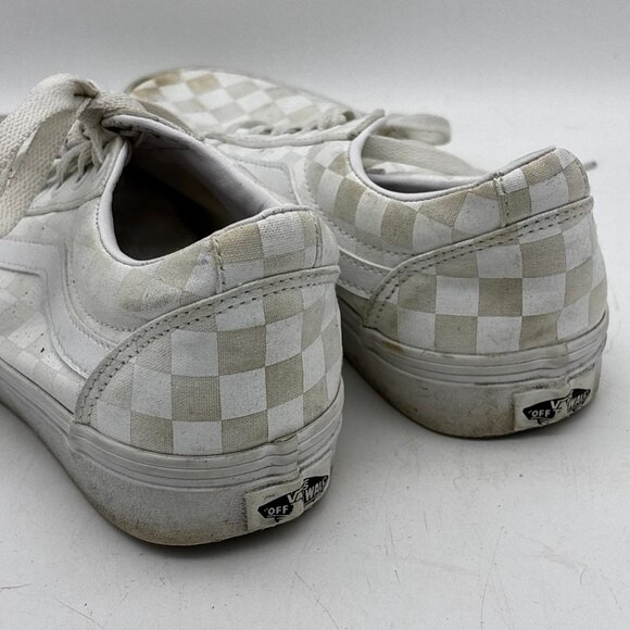 Vans Old Skool Checkered Low Top Sneakers White Lace Up Skate Shoe Womens Size 8 - Picture 5 of 9